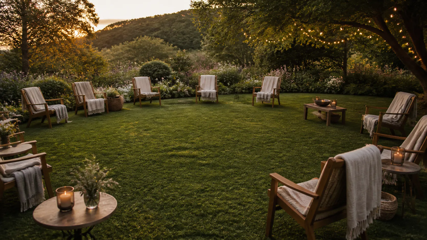 Garden setting for gatherings at It's All About You